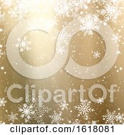 Poster, Art Print Of Golden Christmas Background With Snowflakes