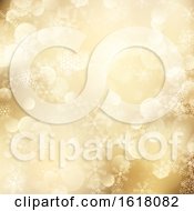 Poster, Art Print Of Christmas Background Of Golden Snowflakes