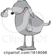 Cartoon Punctual Dog Checking Time On His Wrist Watch