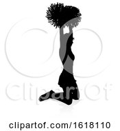 Poster, Art Print Of Cheerleader Pom Poms Silhouette On A White Background