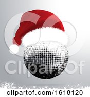 Poster, Art Print Of Christmas 3d Disco Ball With Santa Hat
