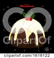 Poster, Art Print Of Christmas Pudding On Black Glowing Background