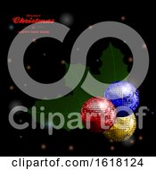 Poster, Art Print Of Festive Holly Disco Balls And Text On Glowing Background
