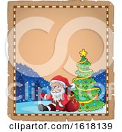 Poster, Art Print Of Parchment Christmas Border With Santa