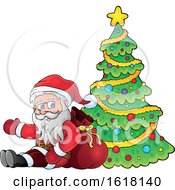 Poster, Art Print Of Christmas Tree With Santa