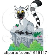 Poster, Art Print Of Happy Lemur On A Cliff