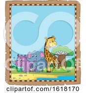 Poster, Art Print Of Parchment African Animals Border