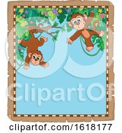Poster, Art Print Of Jungle Monkey Parchment Border