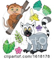 Poster, Art Print Of Happy Lemur And Tarsier