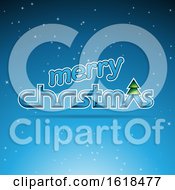 Merry Christmas Greeting In Blue by cidepix