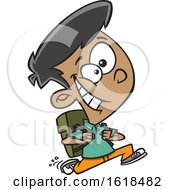 Cartoon School Boy Running To Class by toonaday