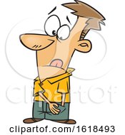 Cartoon White Man Reaching For Spare Change In His Pocket