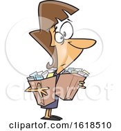 Poster, Art Print Of Cartoon White Woman Carrying Bags Of Receipts