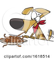 Cartoon Dog Eating Spaghetti by toonaday