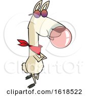 Cartoon Cool Llama Blowing Bubble Gum