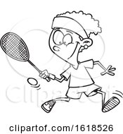 Poster, Art Print Of Cartoon Outline Black Girl Playing Squash