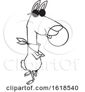 Poster, Art Print Of Cartoon Outline Cool Llama Blowing Bubble Gum