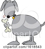 Cartoon Dog Holding A Bone