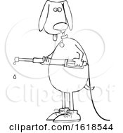 Poster, Art Print Of Cartoon Lineart Dog Pressure Washing