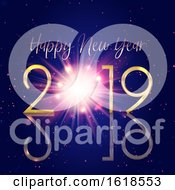 Poster, Art Print Of Happy New Year Background With Bokeh Lights And Starburst