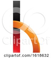 Poster, Art Print Of Red And Orange Letter H With A Glossy Quarter Circle