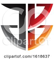 Poster, Art Print Of Red And Orange Shield Like Letters A And B
