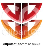 Poster, Art Print Of Red And Orange Shield Like Letter B