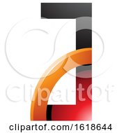 Red And Orange Glossy Quarter Circle Letter A