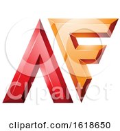 Poster, Art Print Of Red And Orange Glossy Letters A And F
