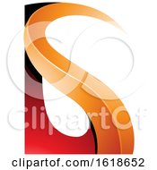 Poster, Art Print Of Red And Orange Glossy Curvy Embossed Letter G