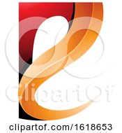 Red And Orange Glossy Curvy Embossed Letter E