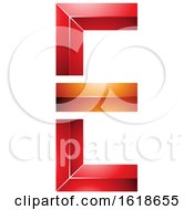 Poster, Art Print Of Red And Orange Geometric Letter E
