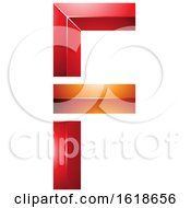 Poster, Art Print Of Red And Orange Geometric Letter F
