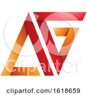 Poster, Art Print Of Red And Orange Folded Triangle Letters A And G