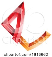 Poster, Art Print Of Red And Orange Letter E With Bended Joints