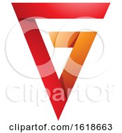 Poster, Art Print Of Red And Orange Folded Triangle Letter G