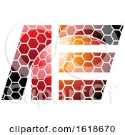 Poster, Art Print Of Red And Orange Honeycomb Pattern Letters A And E