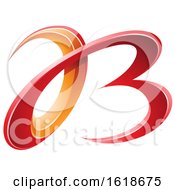 Poster, Art Print Of Red And Orange 3d Curly Letters A And B