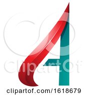 Poster, Art Print Of Red And Turquoise Embossed Arrow Like Letter A