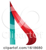 Poster, Art Print Of Turquoise And Red Embossed Arrow Like Letter D