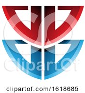 Poster, Art Print Of Red And Blue Shield Shaped Letter B