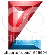 Red And Blue 3d Geometric Letter E