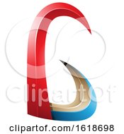 Poster, Art Print Of Red And Blue 3d Horn Like Letter G