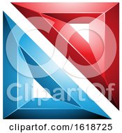 Poster, Art Print Of Red And Blue Embossed Square