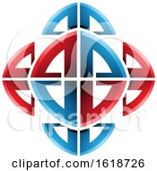 Poster, Art Print Of Red And Blue Ornamental Bow Shapes Design