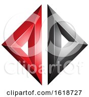 Poster, Art Print Of 3d Red And Black Diamond Shape