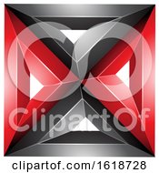 Poster, Art Print Of 3d Red And Black Embossed Square And Triangle Shape