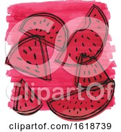 Poster, Art Print Of Watercolor Design With Watermelon