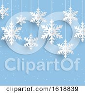Christmas Background With Hanging Snowflakes by KJ Pargeter