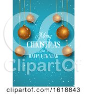 Poster, Art Print Of Christmas Background In Copper And Teal Colours